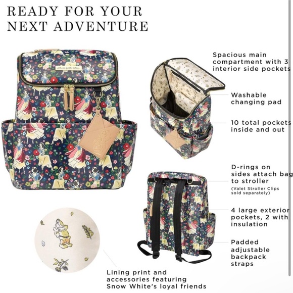 Disney Petunia Pickle Bottom Snow White Backpack Diaper Bag in Blue Multicolor - Picture 6 of 10